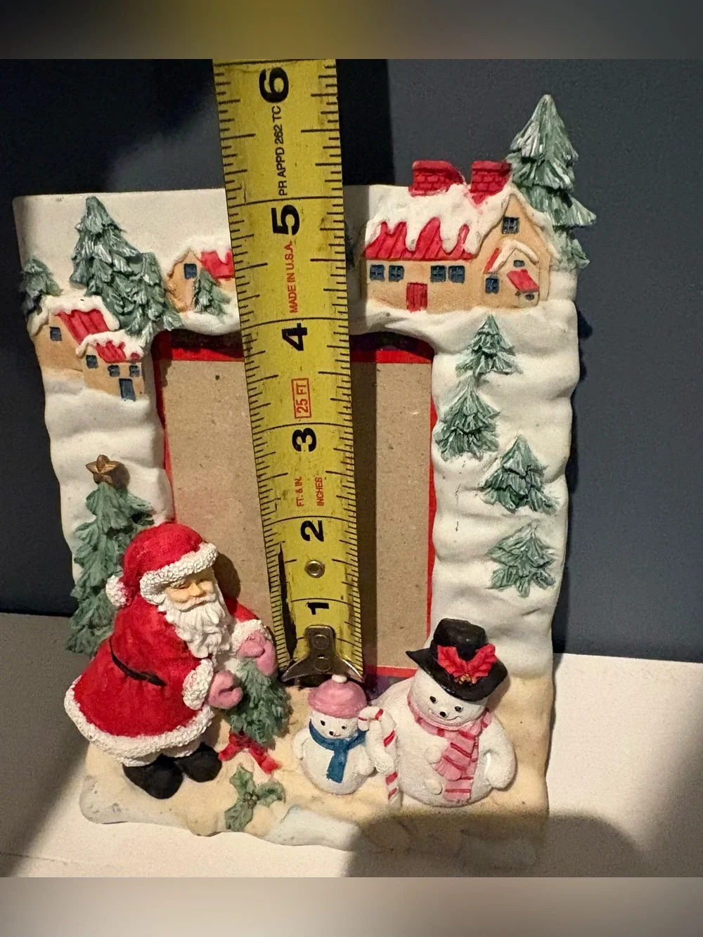 Christmas Picture Frame Porcelain Vertical Santa Snowmen Classic Holiday Decor